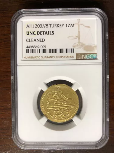 TURKEY-SELIM III-GOLD ZERI MAHBUB-1807(1203/8)-KM#522 NGC-UNS