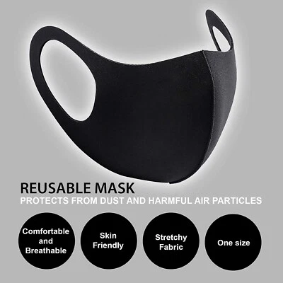 FASHION MASK Reusable Black Face Mask Airflow WASHABLE MASK Cloth FaceMask Soft Stretch