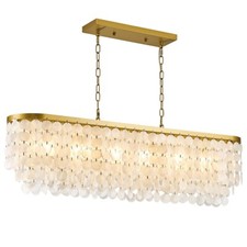 Modern 12-Light Crystal Pendant Light Adjustable for Kitchen Island