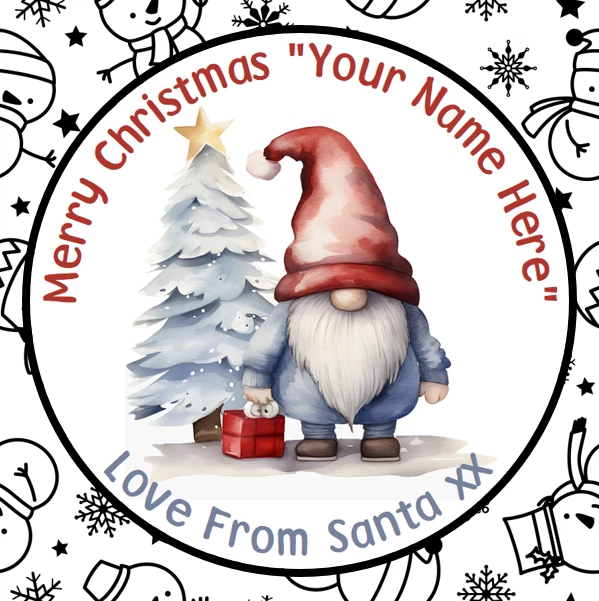 LABEL WARRIOR PERSONALISED CHRISTMAS SANTA GONK GNOME STICKERS NAME LABELS GIFT