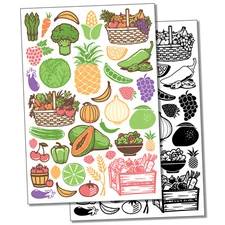 Fruits and Vegetables Temporary Tattoo Water Resistant Fake Body Art Set