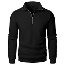 Men's Quarter Zip-Up Pullover Slim Fit Lightweight Mock Neck Long Sleeve-Sweater