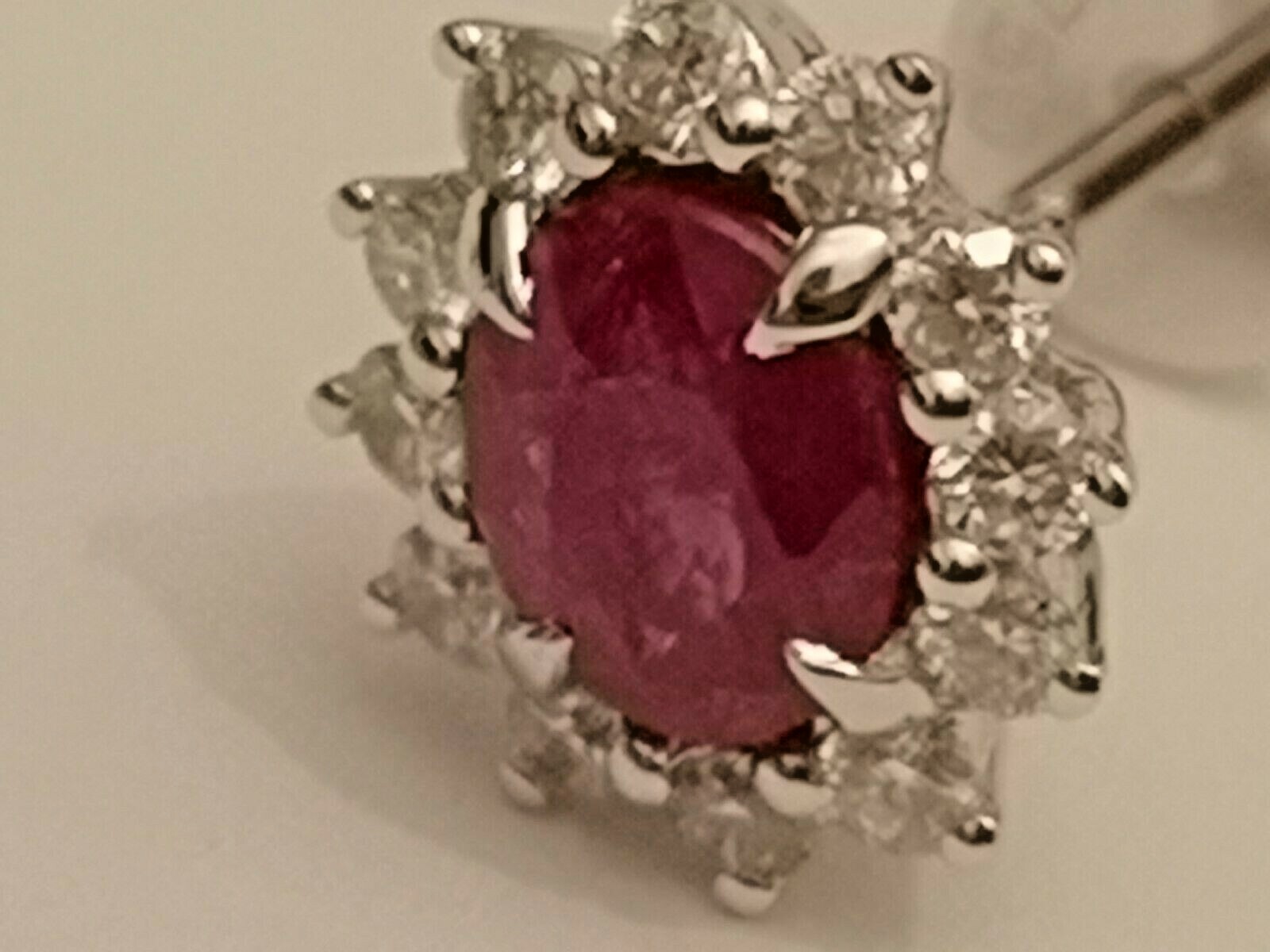 Ruby & Diamond Cluster Earrings  18ct white gold rrp £1850 image 4