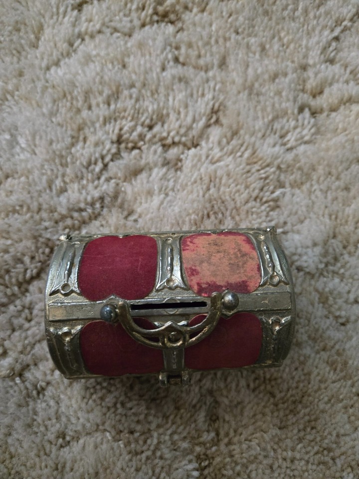 Vintage Metal Treasure Chest Coin Bank with The First National Bank