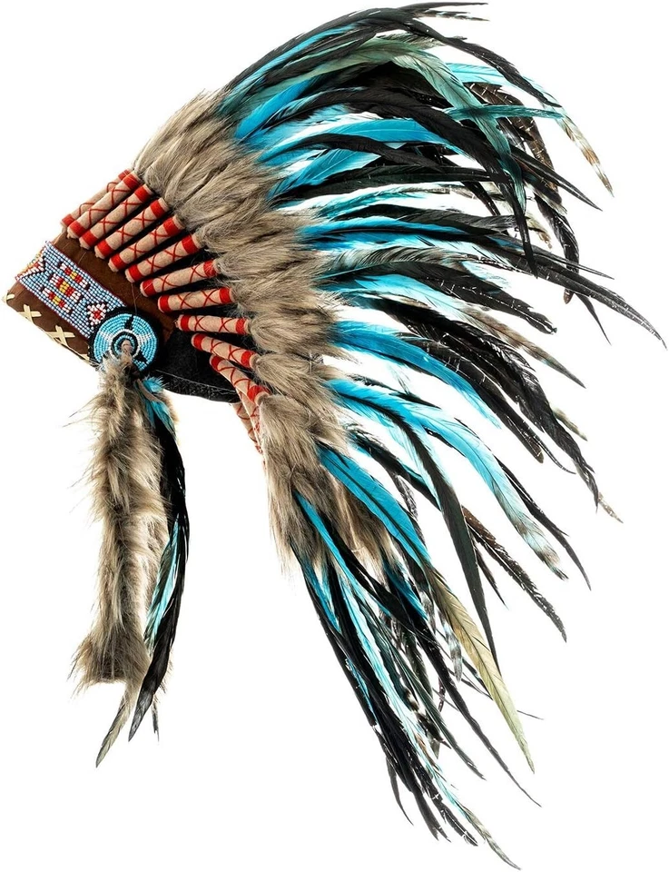 Handmade Feather Headdress - Unisex Native American Inspired Festival Accessory - Image 3 of 4