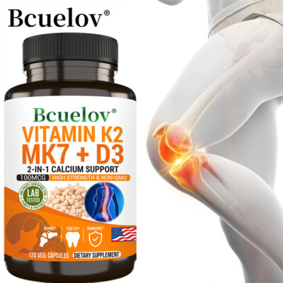 VITAMIN K2 MK7 + D3 2-IN-1 CALCIUM SUPPORT 100MCG HIGH STRENGTH & NON-GMO