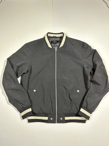 Men's Diesel Embroidered Logo Ribbed Collar Jacket, Black/Cream, Size Large - Picture 4 of 12