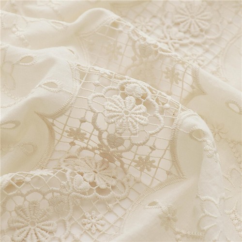 Embroidery Flower Cotton Fabric Eyelets Wedding Dress Crafts Curtain Table Cloth - Picture 8 of 15