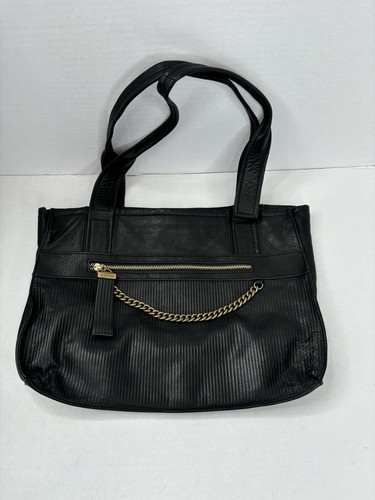 B. Makowsky Schultertasche Damen schwarz Leder Hobo Satchel Biker Kette seitlich - Bild 11 von 16