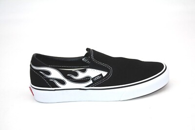VANS CLASSIC SLIP-ON FLAME BLACK/WHITE  VN0A33TBK681 SKATEBOARDING SHOES MEN'S