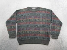 Geoffrey Beene Classics Colorful Striped Abstract Knit Sweater Mens Size XL