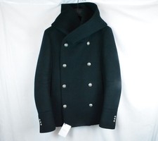 BALMAIN Men's Black Peacoat Oversize Hood Wool Duffle 52 50 42 Black 4,889 New