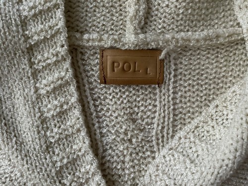 NEW POL Urban Bohemi Weave & Fringe Hooded Sweater sz Large Beige Brick BST217 - Picture 10 of 12