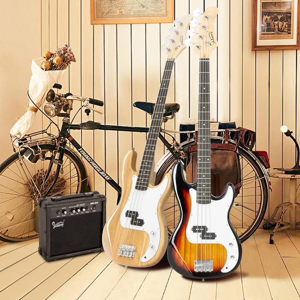 Glarry GP Electric Bass Guitar with 20W Amp Speaker Bag Strap Kit