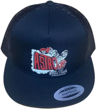 ASTRO Custom Wheels Black Flat Brim Trucker Hat Hot Rods Drag Racing