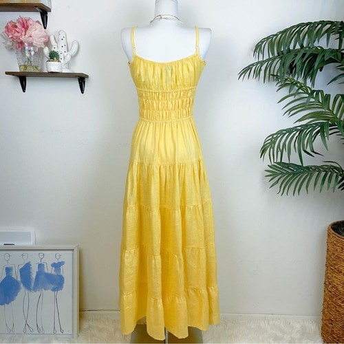 Lusana Kenna Leinen Maxikleid in Zitrusgelb Neu mit Etikett Damen Kleid Größe Small - Bild 6 von 8