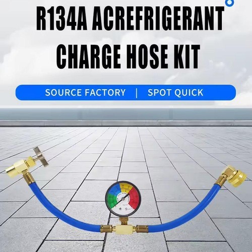 Self|Sealing R134A Refrigeran Recharge Hose Kit Car K6P2 U6S8 Gauge P7G1 - Picture 6 of 12