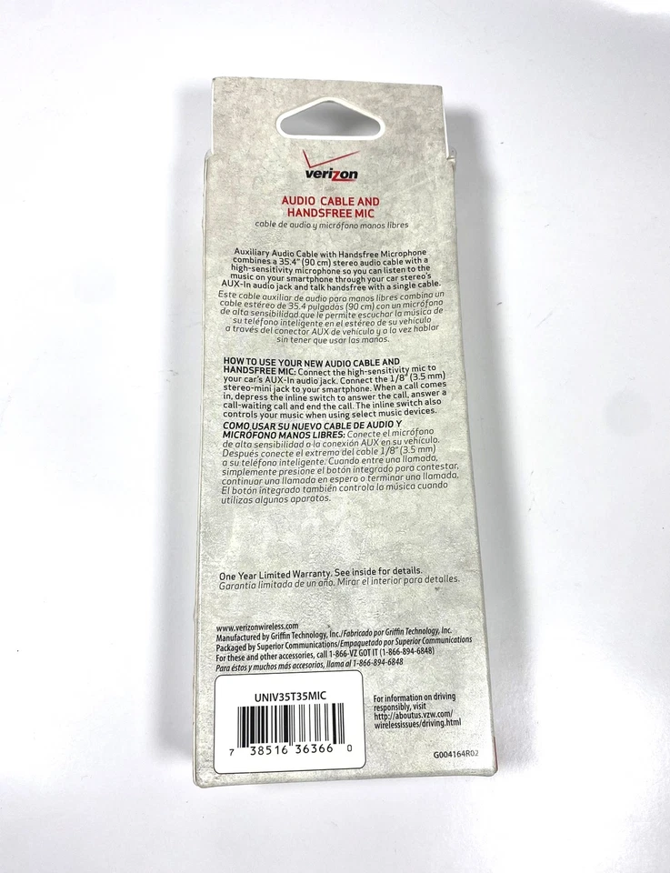 Cable auxiliar de audio Griffin Technology UNIV35T35MIC con micrófono manos libres Foto 3 de 3