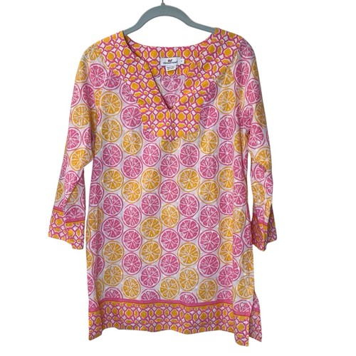 Vineyard Vines Orange Citrus grapefruit Side Slit Tunic Small