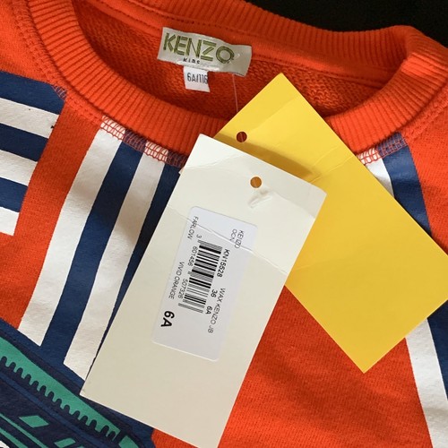 KENZO Multi Logo Graphic Sweatshirt Size Little Kids 6A/116cm Vivid Orange NEW - Picture 9 of 9