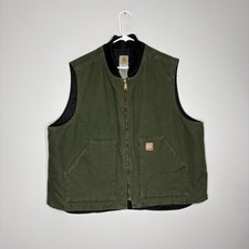 Vintage Carhartt V02 CYP Mossy Army Green Quilt Lined Men's Vest Size 2XL Rare