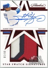 Sammy Sosa 2021 Panini Flawless Star Swatch Ruby Patch Autograph Card SSSSS 8/10