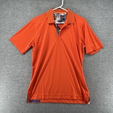 Robert Graham Polo Shirt Men Size Small Short Sleeve Performance Orange Golf
