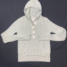 Polo Jeans Ralph Lauren Cable Knit Hoodie Sweater Womens L Green Buttons