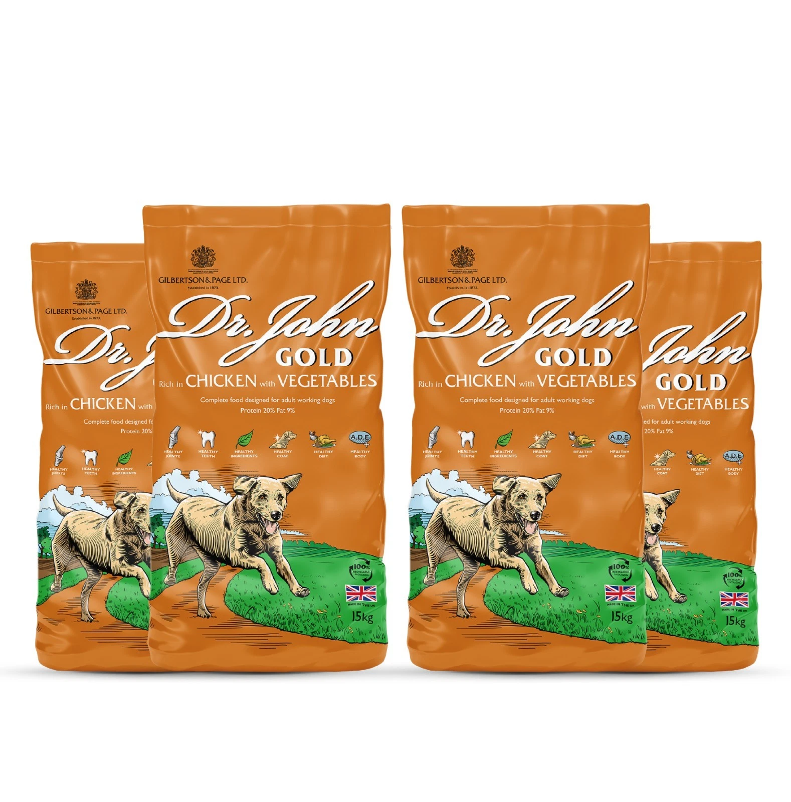 Dr John Gold Dry Dog Food 4x4kg Chicken with Vegetables Adult Working Dogs
Opens in a new window or