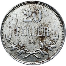 Austria-Hungary - Hungary - Coin - 20 Filler 1921 KB - Iron - RARE!