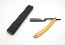 Antique Wade  Butcher Sheffield Straight Edge Razor with Yellow Handle  Box