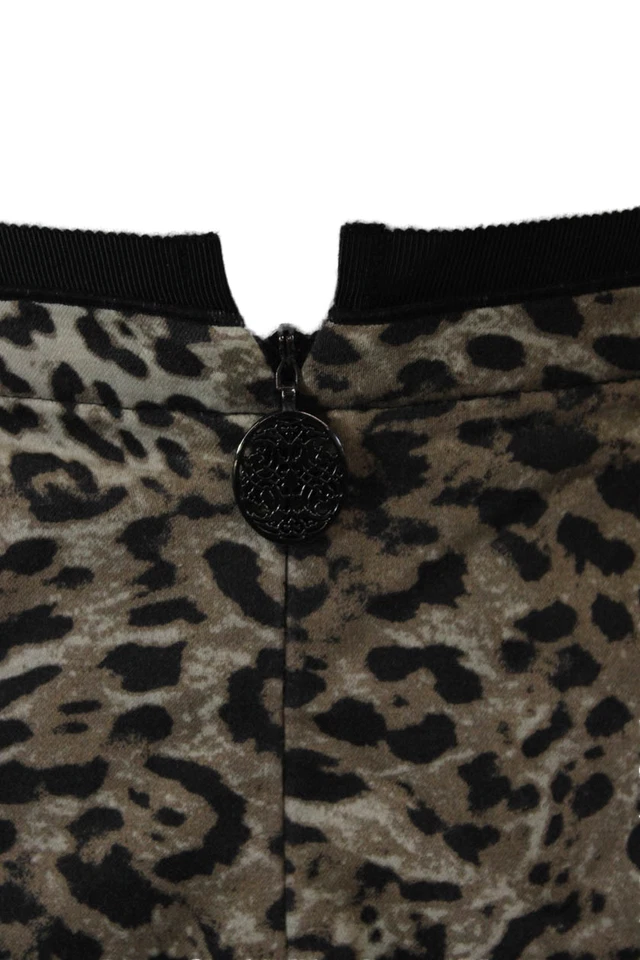 Minifalda lápiz con estampado de animales marrón negro algodón talla 2 de Elie Tahari para mujer Foto 4 de 4