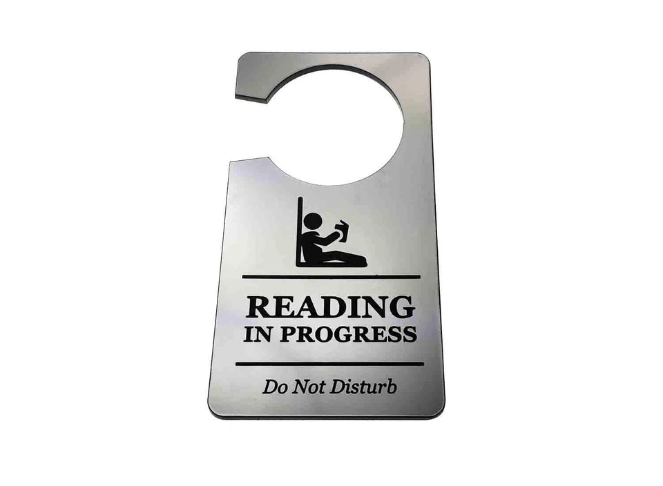 Reading in Progress – Do Not Disturb Door Hanger, Silver ACM 145x75mm - Image 2 of 4
