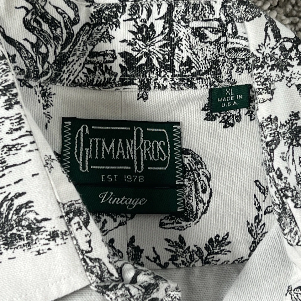 Vintage Gitman Bros Shirt Mens XL Toile de Jouy Pastoral Print Button-Down - Image 3 of 4