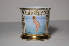 ANTIQUE T&V LIMOGE SHAVING MUG w/ HP BATHING WOMAN LOUIS EPSTEIN Occupational