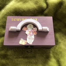 Hand Crafted Wooden Sewing Box Unneeded  Xmas Present