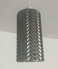 Grey Metal Cylinder Pendant Ceiling Light Shade w, 3 piece set