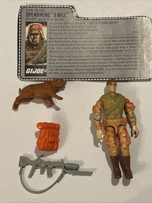 Spearhead & Max v1 InComplete w/ File Card G.I. Joe ARAH 1988 Hasbro Figure