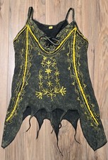 Vtg Y2k Corset Cami Top Sz. M / L Handmade In Nepal Dark FairyCore Whimsigoth