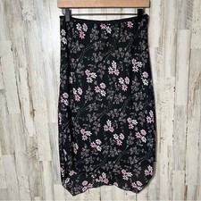 Vtg Y2K Speechless Floral Black Pink Midi Skirt Asymmetrical Fairy Womens M