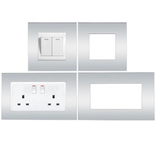Single Double Light Switch Surround Plug Socket Finger Plate Cover Silver Mirror