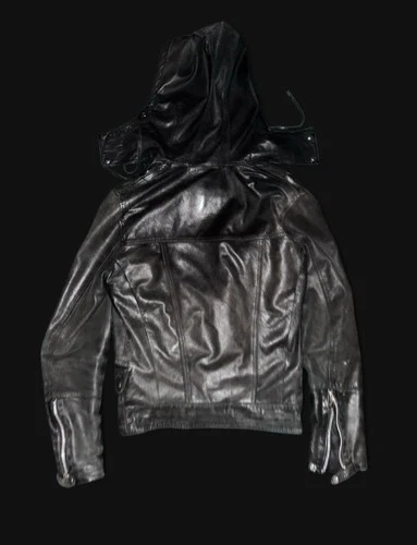 all saints rare hooded leather jacket image 2