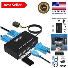 High Resolution USB VGA KVM Switch - Connect 2 PCs to 1 Monitor Share USBs