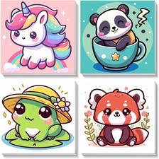 HOIYLDS Framed 4 Pack Paint by Number for Kids, Cute 5x13x1.9 inches, LD005