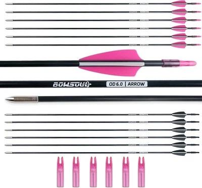 Pack of 12 Bowsoul Carbon Archery Practice Target Arrows Recurve Bows Pink 31"