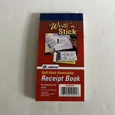 Write 'n Stick Receipt Book, Two-Part Carbonless, 4.88 x 2.75, 50 Forms Total
