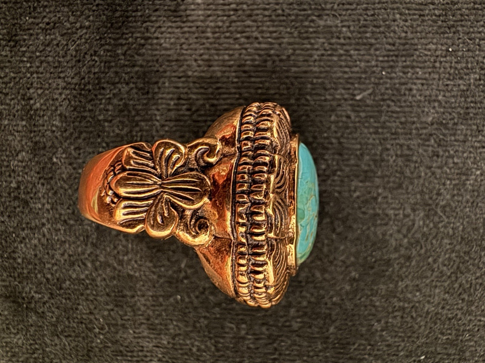Bronze & Turquoise Statement Ring Signed Thai Siz… - image 8