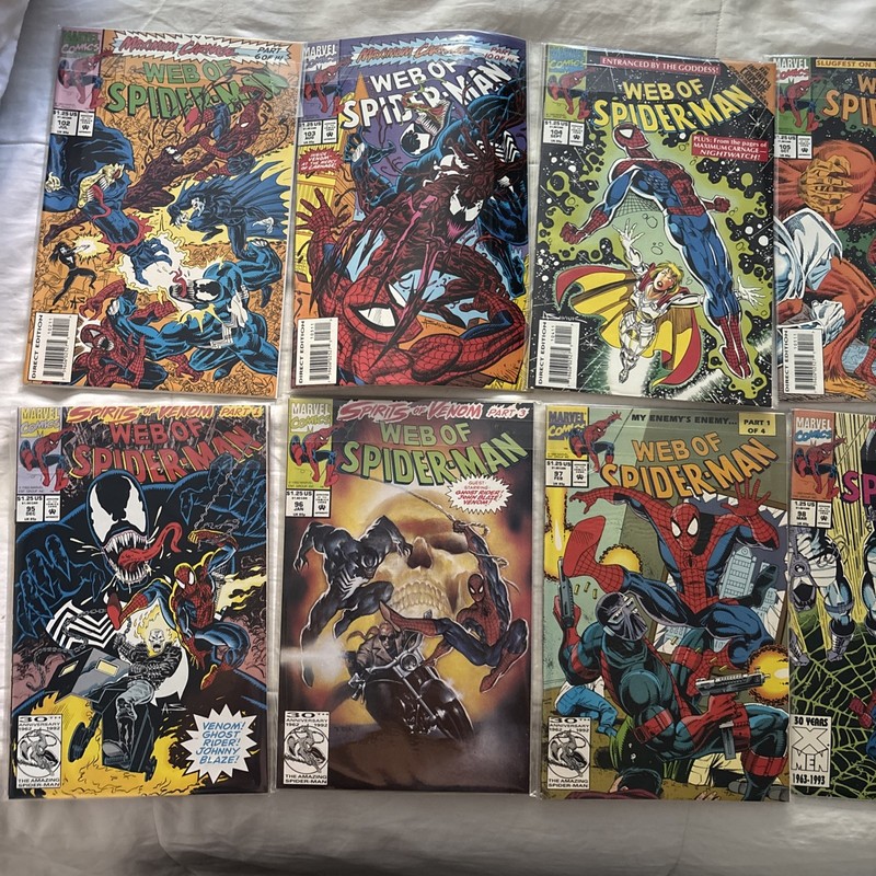 Lot Of 14 1985 Web Of Spider-Man issues 95-108. NM, Never Read.