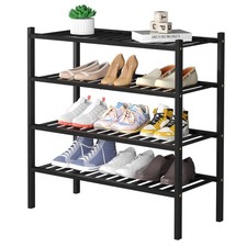 4 Tier Bamboo Shoe Rack for Closet Free Standing Wood Shoe Shelf for Entryway...