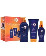 It's a 10 Keratin Collection Kit Shampoo Conditioner Leave-In for All Hair Types